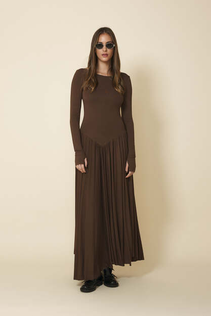 Backless Brown Midi Dress