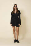 Black Mini Dress With A Relaxed Fit And Long Flared Sleeves