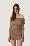 One Shoulder Beige Mini Dress - SS26