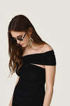 Black midi dress with a draped design - SS26