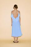 Backless Blue Cotton Midi Dress