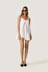 White Mini Dress with Chantilly Lace Slip Detail