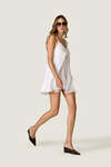 White Mini Dress with Chantilly Lace Slip Detail