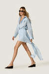 Blue loose dress with an asymmetric cut and flowing side detail