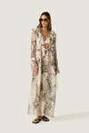 Printed Fluid silk-viscose maxi dress with delicate ruffle details