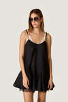 Black Mini Dress with Chantilly Lace Slip Detail