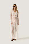 Sheer Lace Maxi Dress with Ruffle Details