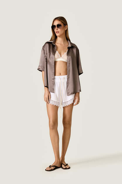 Silk Oversized Shirt with Fluid Silhouette