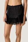 Black Linen Mini Skirt with Chantilly Lace