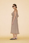 Backless Taupe Beige Cotton Midi Dress