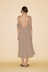 Backless Taupe Beige Cotton Midi Dress