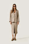 Beige Striped Open-Back Blazer