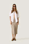 Beige Striped Midi Skirt
